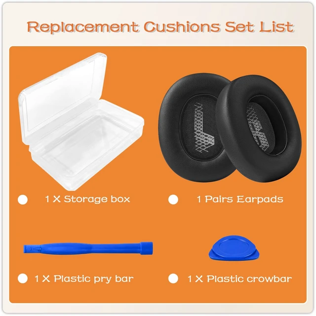 Alt view image 4 of 7 - Replacement Ear Pads for JBL Live 650/Live660/Live 770/E65BT-Black Earpads for E65BTNC/Live 650BTNC/Live 770NC/Live 660NC/Duet NC Over-Ear Headphones, Headset Ear Cushions Ear Cover