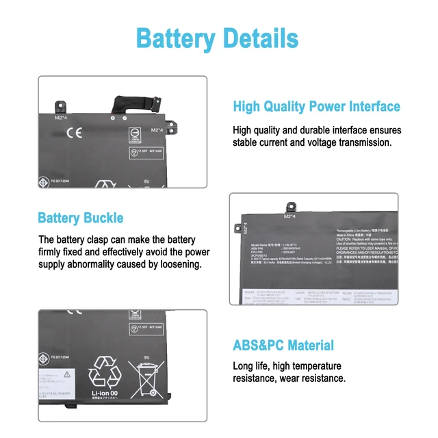 Alt view image 4 of 5 - 51Wh 02DL007 Laptop Battery Replacement for Lenovo ThinkPad T490 T495 T14 P14S P43S Series SB10K97645 L18L3P73 L18C3P72 02DL010 L18C3P71 02DL008 L18M3P73 02DL009 L18M4P74 L18M4P73 L18M4P74 11.55V