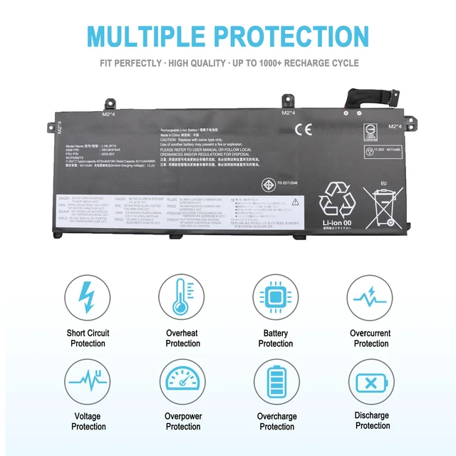 Alt view image 3 of 5 - 51Wh 02DL007 Laptop Battery Replacement for Lenovo ThinkPad T490 T495 T14 P14S P43S Series SB10K97645 L18L3P73 L18C3P72 02DL010 L18C3P71 02DL008 L18M3P73 02DL009 L18M4P74 L18M4P73 L18M4P74 11.55V