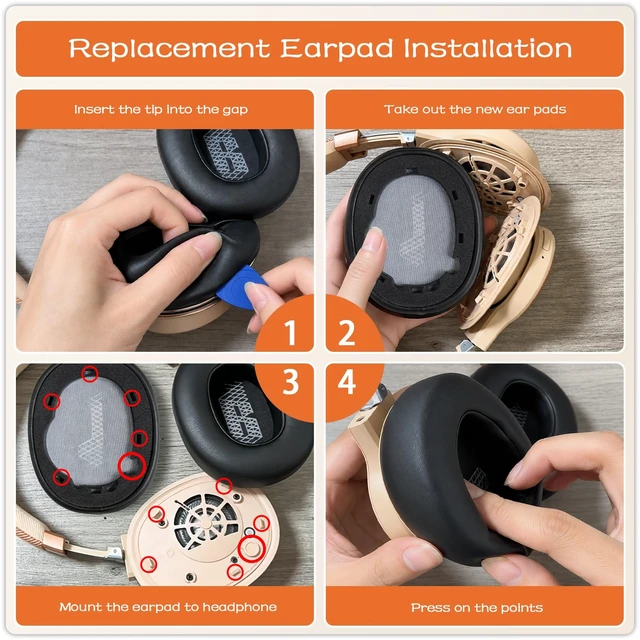 Alt view image 5 of 7 - Replacement Ear Pads for JBL Live 650/Live660/Live 770/E65BT-Black Earpads for E65BTNC/Live 650BTNC/Live 770NC/Live 660NC/Duet NC Over-Ear Headphones, Headset Ear Cushions Ear Cover