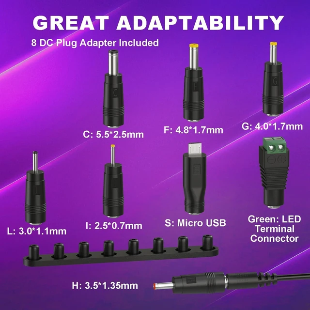 Alt view image 5 of 7 - 2 Pack LED Display USB to 12V Adapter - 3.28FT/1m Step Up Converter DC Voltage Regulator Adjustable 5V/9V/12V/15V/20V Boost Converter with 16pcs DC Plug and 2pcs USB Adapter
