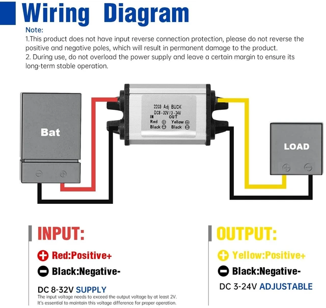 Alt view image 2 of 7 - DC-DC Buck Converter 12/24V to 3-24V 3A 20W Step-Down Voltage Regulator Input 8-32V, Adapter, Power Supply & Transformer for Robotics, Motor, Automotive and Light Strips