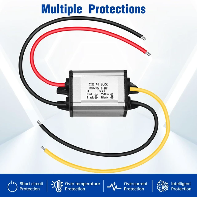 Alt view image 5 of 7 - DC-DC Buck Converter 12/24V to 3-24V 3A 20W Step-Down Voltage Regulator Input 8-32V, Adapter, Power Supply & Transformer for Robotics, Motor, Automotive and Light Strips