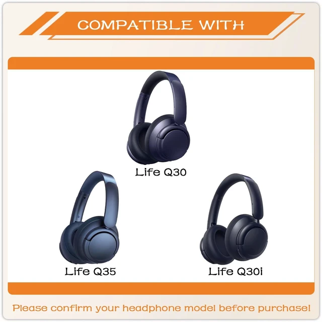 Alt view image 2 of 7 - Replacement Ear Pads for Anker Soundcore Life Q30 Headphones-Blue Earpads for Soundcore by Anker Q30/Q30i/Q35 Noise Cancelling Headphones, Ear Cushions Ear Covers Repair Parts