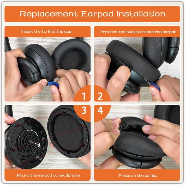 Alt view image 5 of 7 - Replacement Ear Pads for Anker Soundcore Life Q30 Headphones-Pink Earpads for Soundcore by Anker Q30/Q30i/Q35 Noise Cancelling Headphones, Ear Cushions Ear Covers Repair Parts