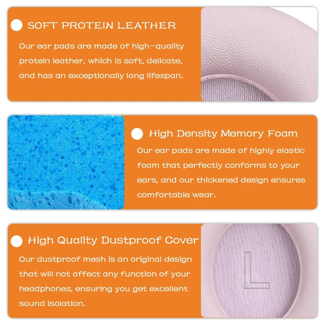Alt view image 3 of 7 - Replacement Ear Pads for Anker Soundcore Life Q30 Headphones-Pink Earpads for Soundcore by Anker Q30/Q30i/Q35 Noise Cancelling Headphones, Ear Cushions Ear Covers Repair Parts