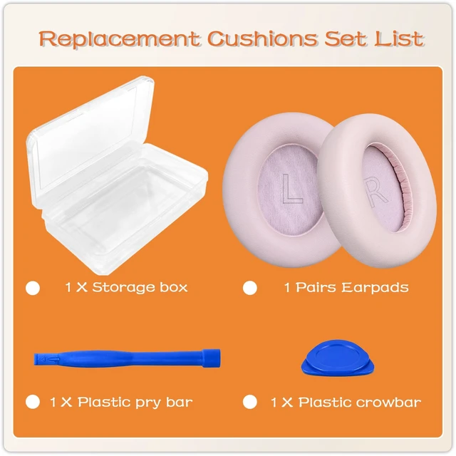 Alt view image 4 of 7 - Replacement Ear Pads for Anker Soundcore Life Q30 Headphones-Pink Earpads for Soundcore by Anker Q30/Q30i/Q35 Noise Cancelling Headphones, Ear Cushions Ear Covers Repair Parts