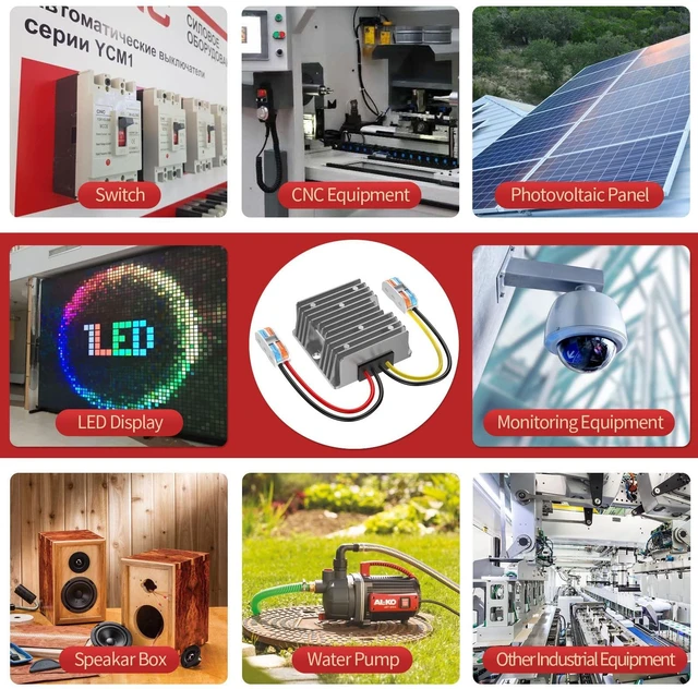 Alt view image 7 of 7 - 24V to 12V Converter 15A 180W, 18V to 12V with Wire Terminal Block for Cart LED Light Truck Vehicle Boat Solar System
