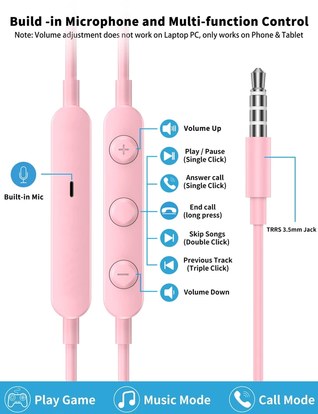 Alt view image 3 of 7 - 3.5mm Wired Earbuds with Mic for MacBook/Chormebook PC,Magnetic In Ear Buds for Moto G Stylus Power Play Pure,Hifi School Kid Headphones,Noise Isolation Airplane Jack Earphones for Samsung A15 A14 A13