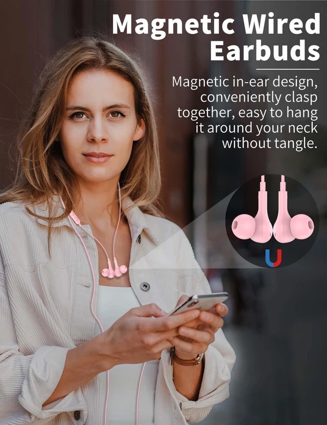 Alt view image 2 of 7 - 3.5mm Wired Earbuds with Mic for MacBook/Chormebook PC,Magnetic In Ear Buds for Moto G Stylus Power Play Pure,Hifi School Kid Headphones,Noise Isolation Airplane Jack Earphones for Samsung A15 A14 A13