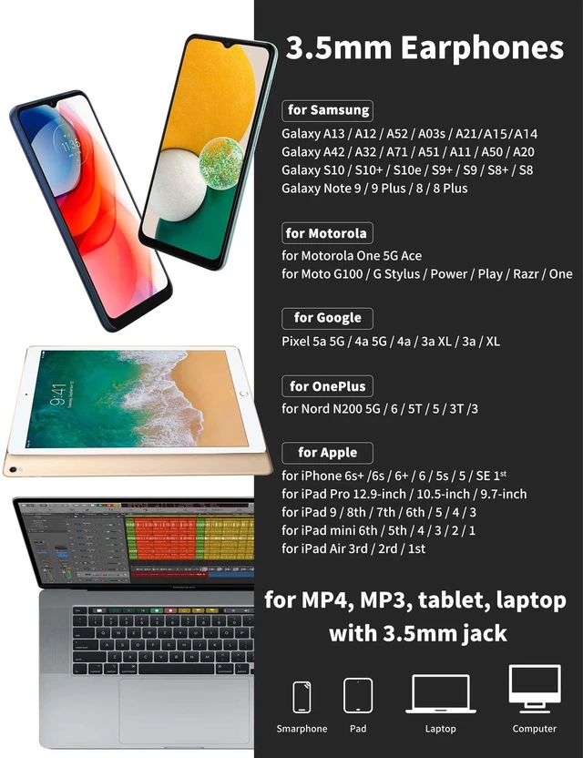 Alt view image 5 of 7 - 3.5mm Wired Earbuds with Mic for MacBook/Chormebook PC,Magnetic In Ear Buds for Moto G Stylus Power Play Pure,Hifi School Kid Headphones,Noise Isolation Airplane Jack Earphones for Samsung A15 A14 A13