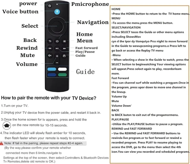 Alt view image 5 of 7 - Fire Stick Remote Replacement Control Fit for Fire Stick 2nd Gen, 3rd Gen, Lite, 4K,4K MAX Fire Cube (1st Gen, 2nd Gen, 3nd Gen), Fire (3rd Gen PendantDesign) 3nd 7.22