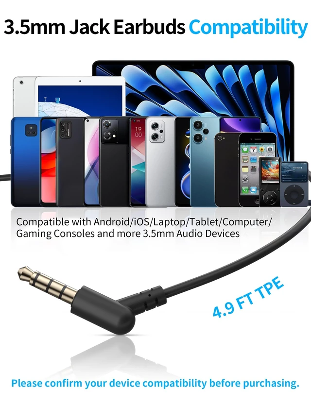 Alt view image 5 of 7 - Wired Earbuds with Ear Hooks 3.5mm Over Ear Headphone for PC with Mic Black Noise Isolating Adjustable EarHook with Case Secure Fit for Samsung A25 A15/Kindle Fire/Laptop School Sport Running Workout