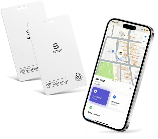 Main image of MFi Slim Wallet Tracker, Apple Find My (iOS Only), White 2 Pack IP68 Waterproof, Left-Behind Alert, Track Wallet, Luggage & Passport, Unique SN, Share With 5, For Travelers & Forgetful