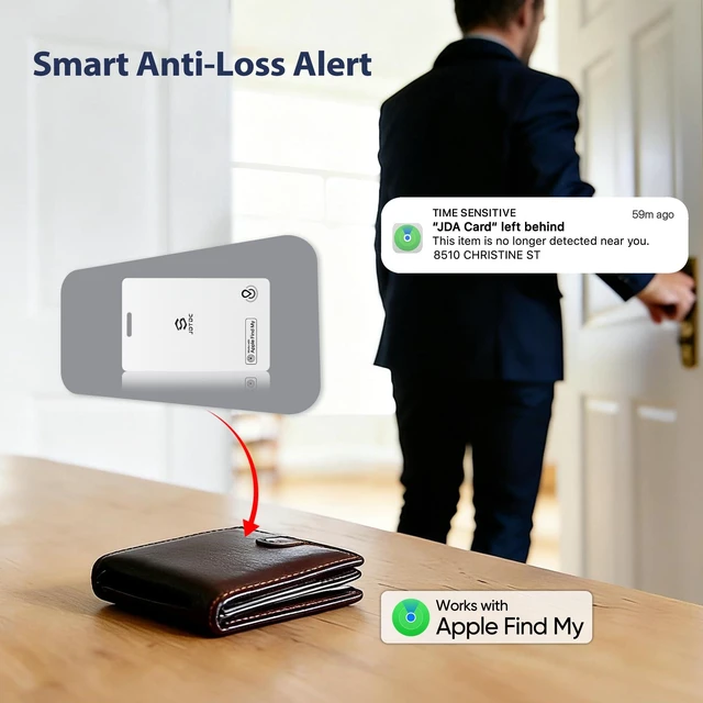 Alt view image 2 of 7 - MFi Slim Wallet Tracker, Apple Find My (iOS Only), White 2 Pack IP68 Waterproof, Left-Behind Alert, Track Wallet, Luggage & Passport, Unique SN, Share With 5, For Travelers & Forgetful