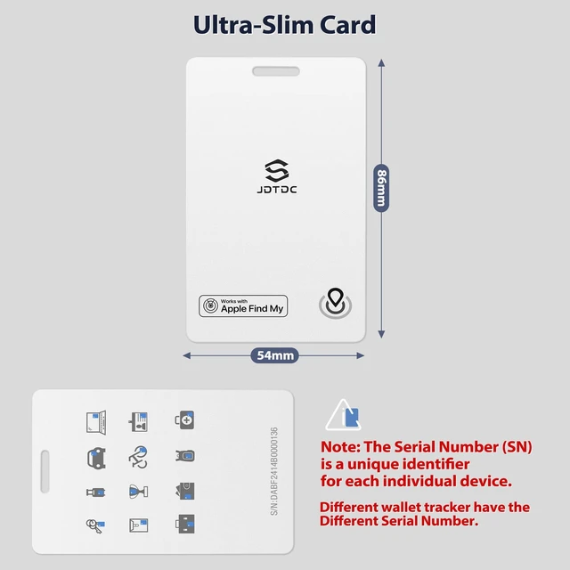 Alt view image 6 of 7 - MFi Slim Wallet Tracker, Apple Find My (iOS Only), White 2 Pack IP68 Waterproof, Left-Behind Alert, Track Wallet, Luggage & Passport, Unique SN, Share With 5, For Travelers & Forgetful