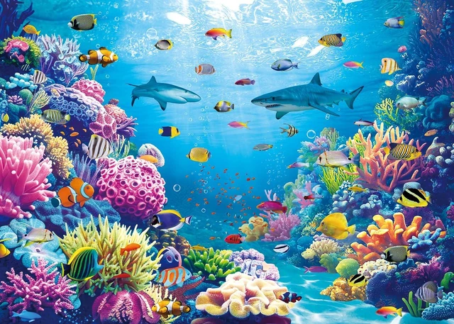 Alt view image 2 of 7 - Under The Sea Backdrop Ocean Underwater World Tropical Fish Coral Summer Photography Background Aquarium Theme Baby Shower Birthday Party Decorations Banner Photo Props (8x6FT)