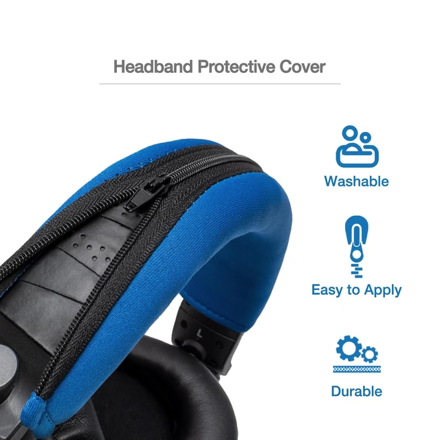 Alt view image 3 of 7 - HDJ X7 Replacement Headband Cushion Cover Compatible with Pioneer HDJ-X5 X5BT HDJ-X7 X7BT X7S HDJ-X10 HDJ1000 HDJ1500 HDJ2000 DJ Headphone - Headband Tape Protection (Blue)