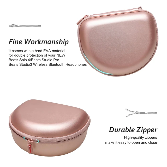 Alt view image 2 of 6 - Headphone Case Compatible with Beats Studio Pro/Solo 4 / Studio 3 / Solo 3 / Picun B8 / BERIBES/JLab JBuds Lux ANC Wireless Bluetooth Noise Cancelling Headphones (Rose Gold)