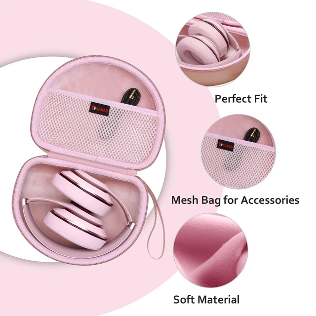 Alt view image 4 of 6 - Headphone Case Compatible with Beats Studio Pro/Solo 4 / Studio 3 / Solo 3 / Picun B8 / BERIBES/JLab JBuds Lux ANC Wireless Bluetooth Noise Cancelling Headphones (Rose Gold)