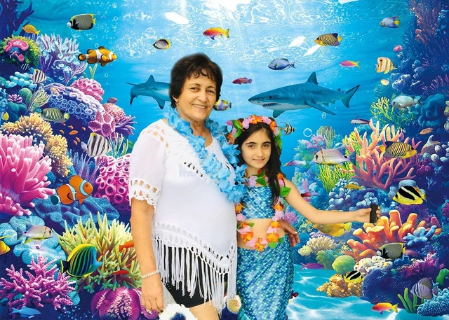 Alt view image 6 of 7 - Under The Sea Backdrop Ocean Underwater World Tropical Fish Coral Summer Photography Background Aquarium Theme Baby Shower Birthday Party Decorations Banner Photo Props (8x6FT)