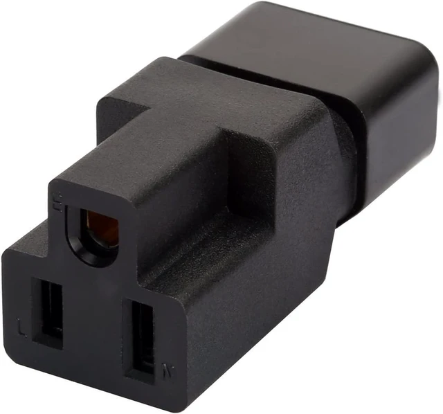 Alt view image 2 of 5 - Adapter Nema 5-15r to C14, IEC C14 Male to NEMA 5-15R Power Converter Adaptor (Pack of 2)