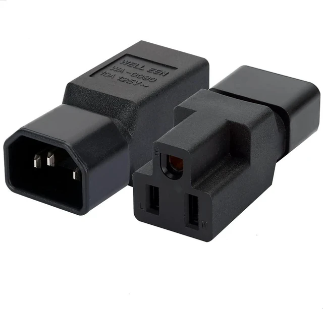 Alt view image 3 of 5 - Adapter Nema 5-15r to C14, IEC C14 Male to NEMA 5-15R Power Converter Adaptor (Pack of 2)