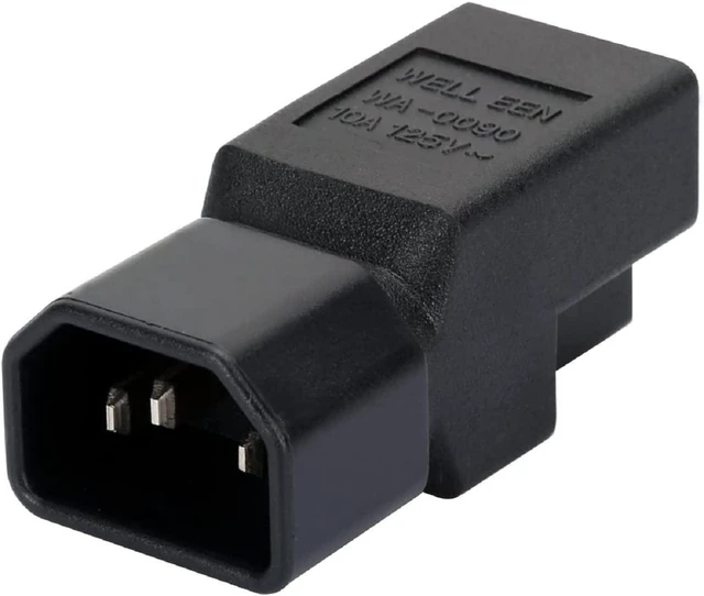 Alt view image 5 of 5 - Adapter Nema 5-15r to C14, IEC C14 Male to NEMA 5-15R Power Converter Adaptor (Pack of 2)