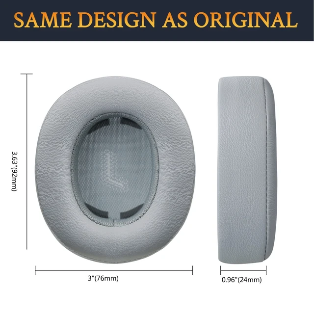 Alt view image 3 of 5 - Replacement Earpads for JBL E55BT(E55 BT) Over-Ear Wireless Headphones, Ear Pads Cushions with Softer Protein Leather, Noise Isolation Foam - Grey