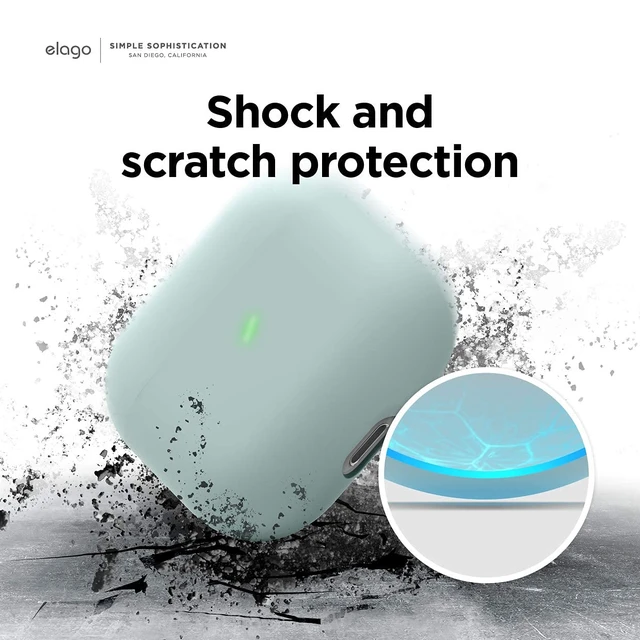 Alt view image 7 of 7 - Liquid Hybrid Case for AirPods 3 Triple Layer Protection, Wireless Charging, Shock Resistant, Easily Cleaned (Mint)