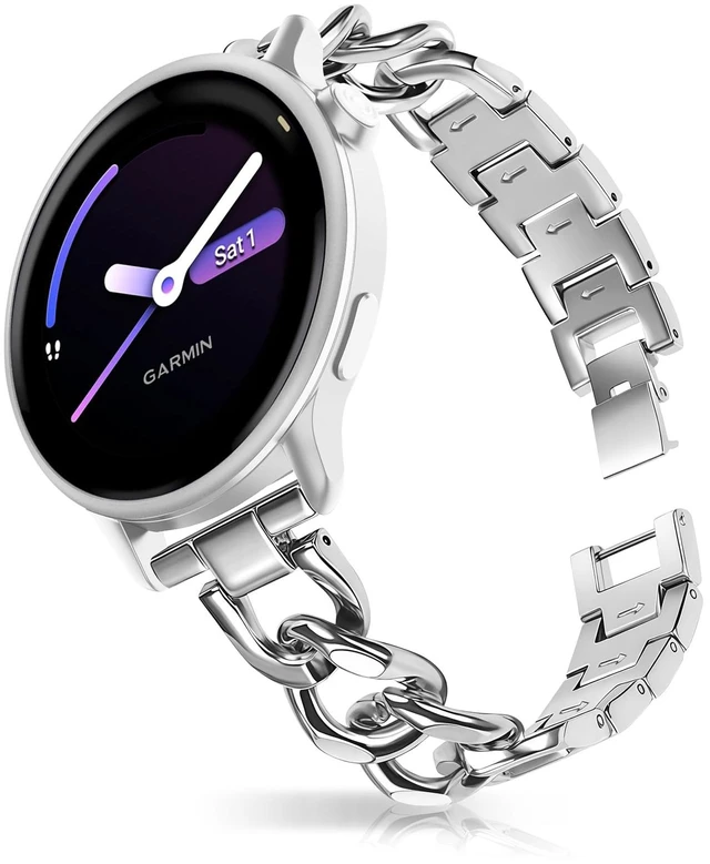 Main image of 20mm Band for Garmin Forerunner 170, Women's Metal (Silver) Women's Metal Skeleton Chain Link Replacement Strap for Garmin Forerunner 70/170/170 Music/570 42mm/Vívoactive 6/5