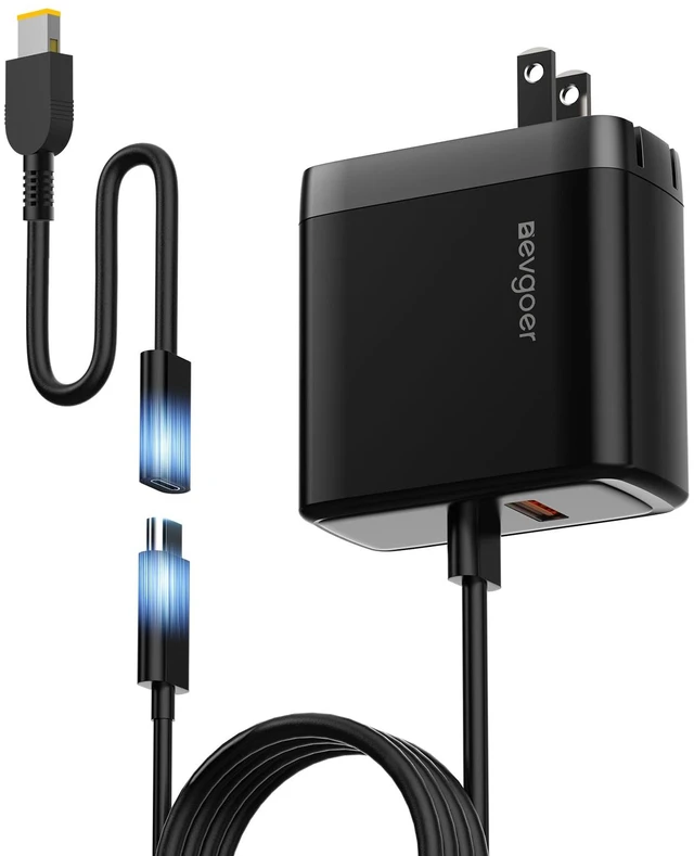Main image of 65W Lenovo Charger, Lenovo Laptop Charger for ThinkPad T/E/G Series, Compatible with 11x4.5mm Square Tip & All USB-C Devices