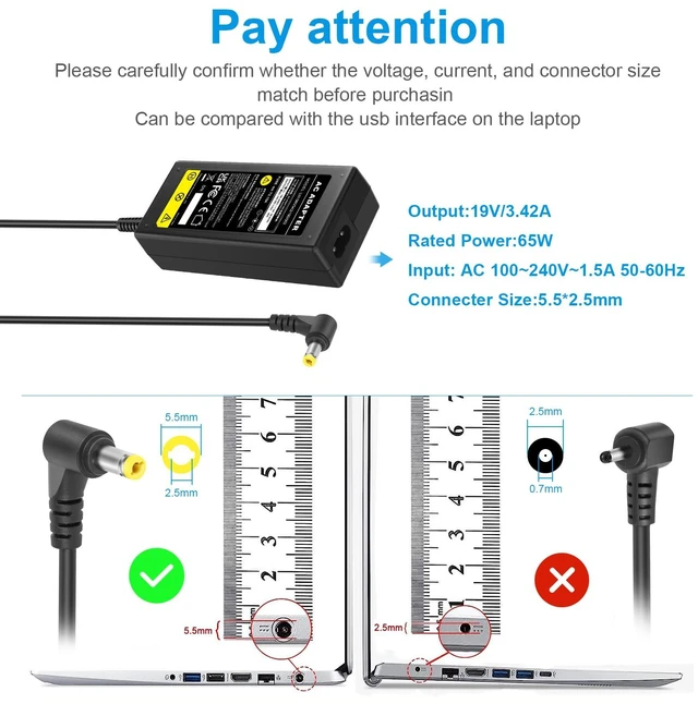Alt view image 3 of 7 - AC Adapter Laptop Charger for Toshiba Satellite C55 C50 C55D C655 C655D C850 C855 C855D L755 L655 L745 L775 L855 L505 L55 S55 P50 P50T P755 A665 A505 A205 A105 Notebook Power Supply Cord