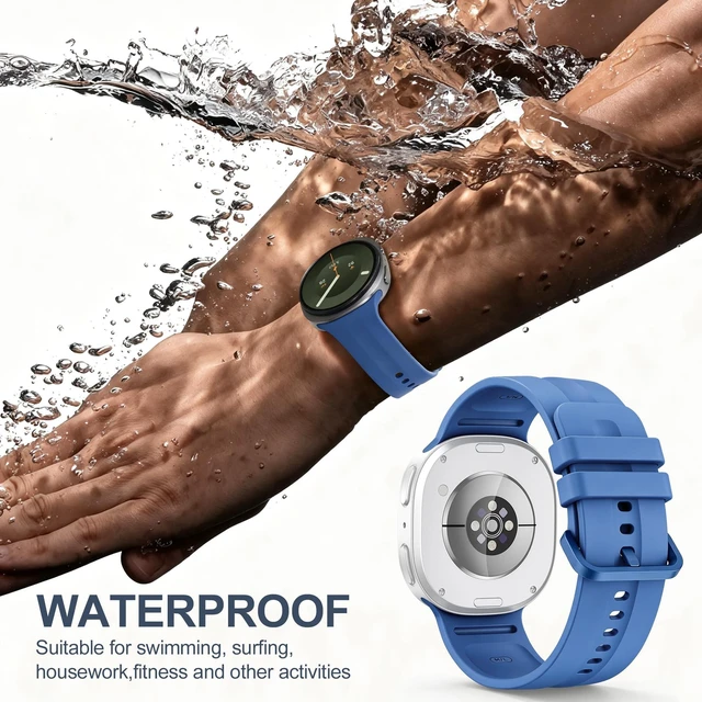 Alt view image 5 of 7 - Silicone Compatible with Samsung Galaxy Watch 9/8 Band 40mm 44mm 5 Pack Soft Adjustable Sport Waterproof Wristband Replacement Strap for Galaxy Watch 9/8 40mm 44mm & 8 Classic 46mm Men Women