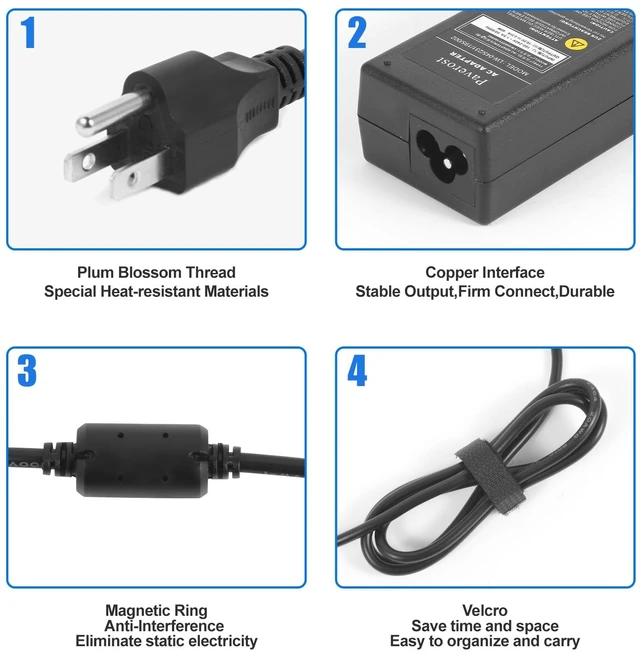 Alt view image 3 of 7 - Laptop Charger 45W Power Cord: Replacement for HP Pavilion Charger Model 741727-001 AC Adapter - 45W 19.5V 2.31A for HP Stream 14 15 11 13 Computer Power Supply