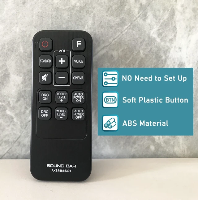 Alt view image 5 of 6 - Replacement Remote Control for LG Sound bar LAS454B SH3K LAS485B SJ7 SJ9 SJ4Y SK3D SK4D SK1 Surround bar