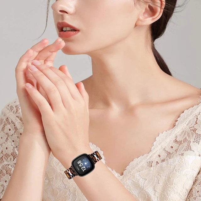 Alt view image 5 of 6 - Resin Band Compatible with Fitbit Versa 4 3 / Fitbit Versa Sense 2 1,Women Men Lightweight Bracelet Strap Wristband