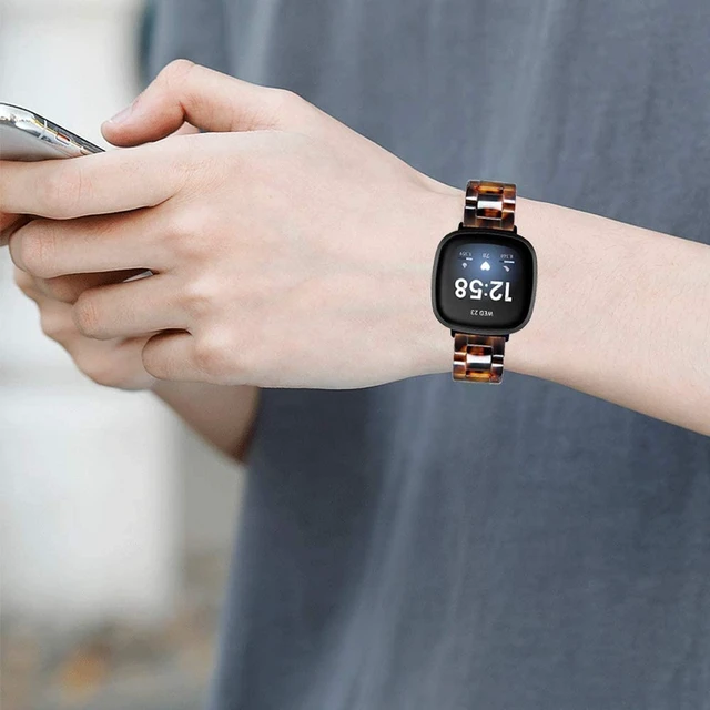 Alt view image 4 of 6 - Resin Band Compatible with Fitbit Versa 4 3 / Fitbit Versa Sense 2 1,Women Men Lightweight Bracelet Strap Wristband