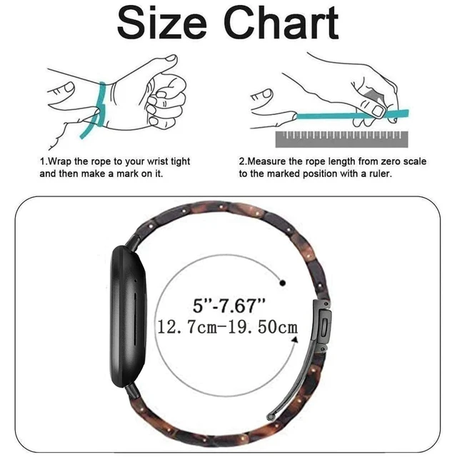 Alt view image 6 of 6 - Resin Band Compatible with Fitbit Versa 4 3 / Fitbit Versa Sense 2 1,Women Men Lightweight Bracelet Strap Wristband