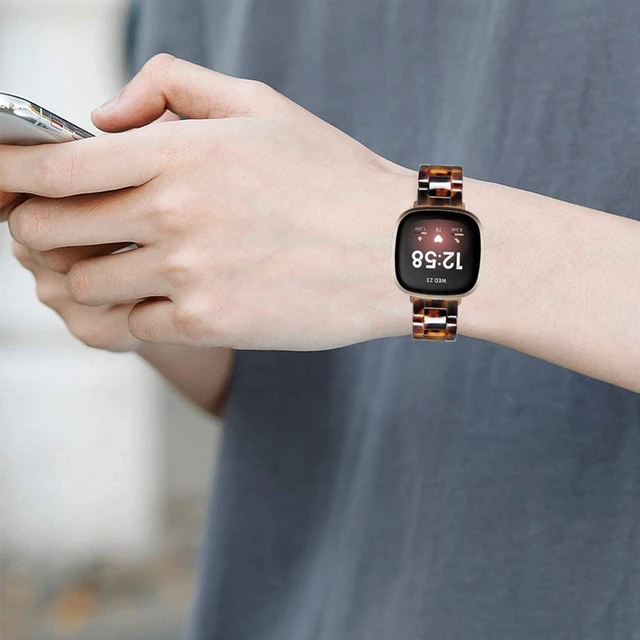 Alt view image 4 of 6 - Resin Band Compatible with Fitbit Versa 4 3 / Fitbit Versa Sense 2 1,Women Men Lightweight Bracelet Strap Wristband