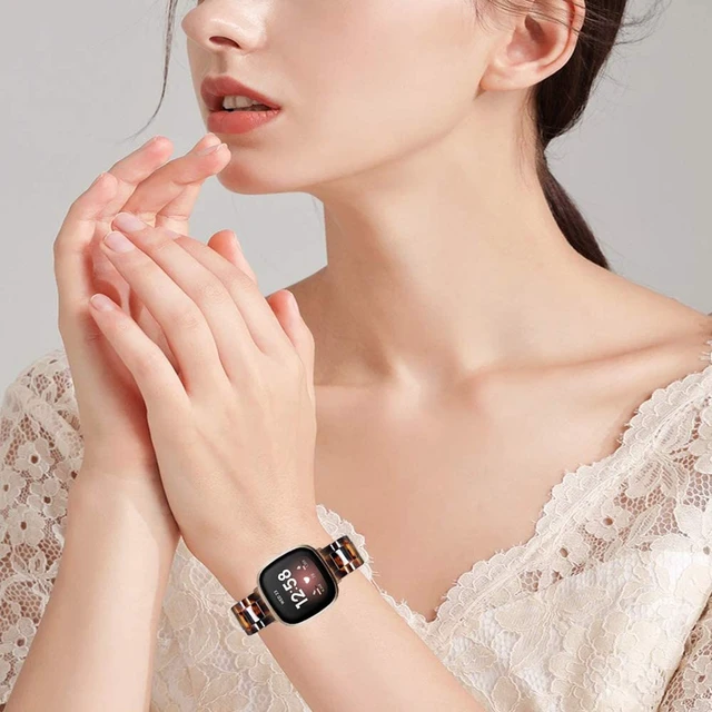 Alt view image 5 of 6 - Resin Band Compatible with Fitbit Versa 4 3 / Fitbit Versa Sense 2 1,Women Men Lightweight Bracelet Strap Wristband