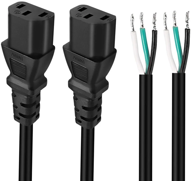 Main image of C13 Pigtail Power Cable Replacement Power Cord Bare Wire IEC320 C13 Female 3 Pin Extension Open End Wire for Computers, Monitor Scanner - 2PCS - 1M (C13)