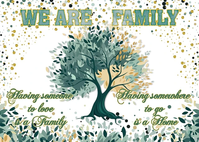 Alt view image 2 of 7 - Family Reunion Backdrop Green Family Tree We are Family Glitter Photography Background Welcome Home Gathering Adoption Party Decorations Banner Photo Props (8x6FT)