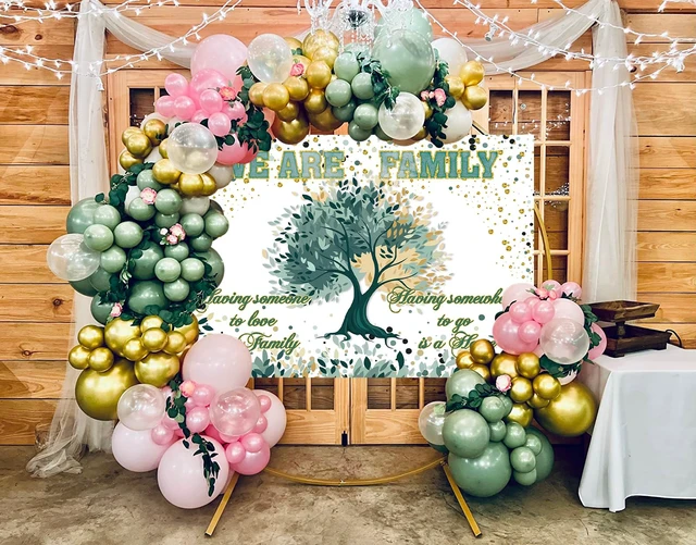 Alt view image 4 of 7 - Family Reunion Backdrop Green Family Tree We are Family Glitter Photography Background Welcome Home Gathering Adoption Party Decorations Banner Photo Props (8x6FT)