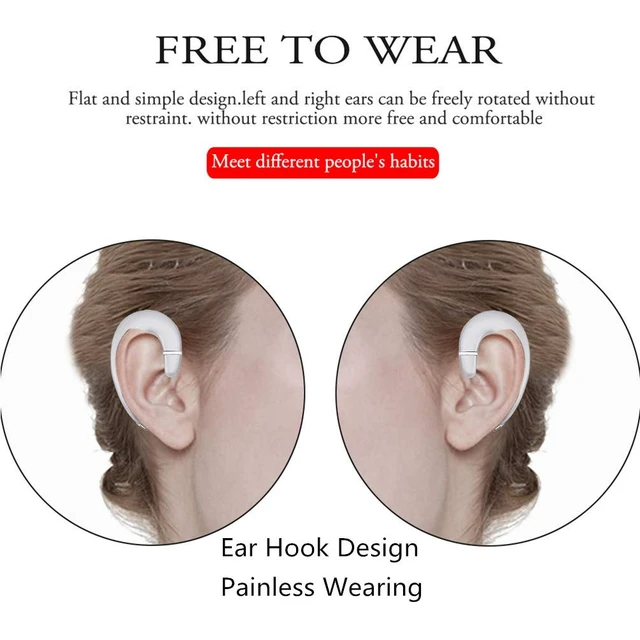 Alt view image 2 of 7 - Ear Hook BT Wireless Headphone,Non Ear Plug Headset with Microphone,Single Ear Noise Cancelling Earphones Painless Wearing for Android Smartphones,iPhone14 13 12 11 X 8(Silver)