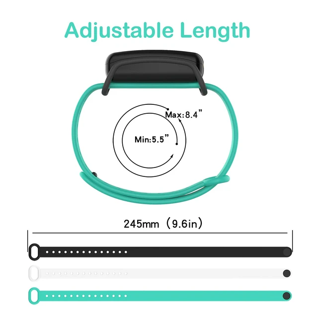 Alt view image 3 of 6 - (3 Pack Silicone Band for Bond Touch Bracelet band bandscompatible bond touch replacement bands (black+White+Teal)