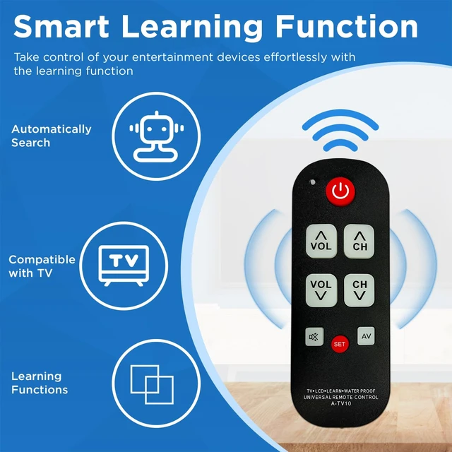 Alt view image 4 of 7 - TV Remote for Seniors, Elderly - Simple Remote Universal Big Button Easy to Use and Set Up with Auto Search & Learning Functions for Major TV Brands, Dementia Friendly Gifts