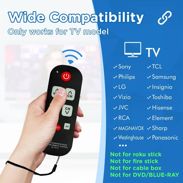 Alt view image 5 of 7 - TV Remote for Seniors, Elderly - Simple Remote Universal Big Button Easy to Use and Set Up with Auto Search & Learning Functions for Major TV Brands, Dementia Friendly Gifts