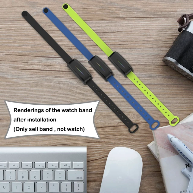Alt view image 4 of 6 - (3 Pack Silicone Band for Bond Touch Bracelet band bandscompatible bond touch replacement bands (Black+Dark blue+Lime)