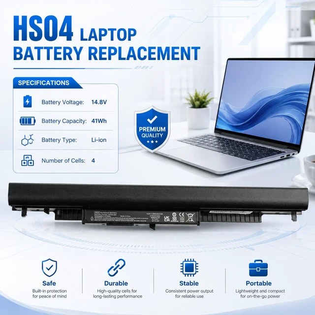 Alt view image 2 of 7 - 807956-001 Battery for HP HS04 HS03 807957-001 807611-421 807612-421 for HSTNN-LB6U 15-AY039WM 15-AY041WM 15-AY009DX TPN-I119 G4/G5 240 245 246 250 256 15-AY052NR HSTNN-DB7I HSTNN-LB6V